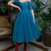 Custom a line princess off the shoulder short sleeves knee length cocktail dresses