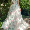 Custom a line princess off the shoulder sleeveless floor length evening dress with applique