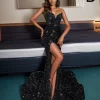 Custom mermaid trumpet strapless sleeveless sweep train evening dress