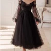 Custom a line princess v neck long sleeves ankle length evening dress