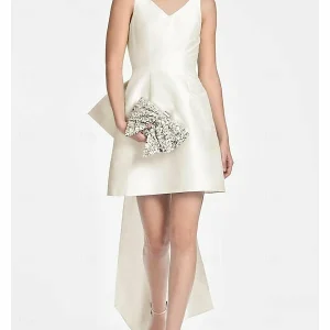 Custom a line princess v neck mini cocktail dresses with bows