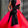 Custom ball gown high neck ankle length cocktail dresses with bowknot