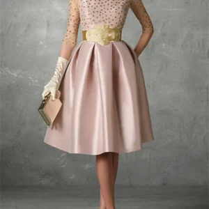 Custom a line princess half sleeves knee length cocktail dresses with pocket