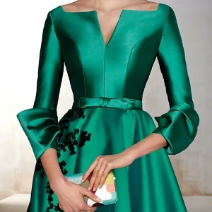 Custom a line princess 3 4 length sleeves tea length cocktail dresses with appliques