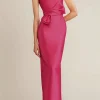 Custom sheath column one shoulder sleeveless cocktail dresses with pleats