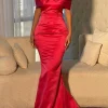 Custom trumpet mermaid off the shoulder sleeveless floor length evening dresses with beading