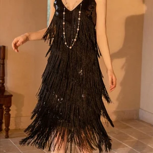 Custom 1920s sheath column spaghetti straps vintage costume party dresses with sequins