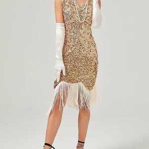 Custom sheath column v neck vintage costume party dresses with sequins