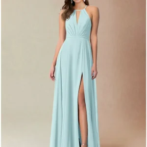 Custom a line princess halter floor length long bridesmaid dresses