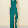Custom sheath column one shoulder floor length long bridesmaid dresses