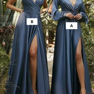 Custom a line princess spaghetti straps floor length long bridesmaid dresses
