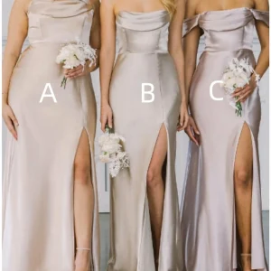 Custom sheath column off the shoulder floor length long bridesmaid dresses with split side