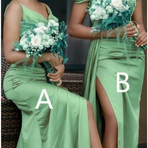 Custom sheath column off the shoulder floor length long bridesmaid dresses with split side