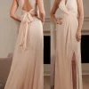 Custom a line princess halter floor length long bridesmaid dresses
