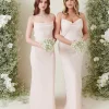 Custom sheath column spaghetti straps floor length long bridesmaid dresses