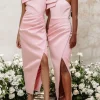 Custom sheath column one shoulder ankle length long bridesmaid dresses