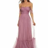 Custom a line princess strapless off the shoulder floor length bridesmaid dresses