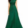 Custom a line princess jewel neck sleeveless floor length bridesmaid dresses with lace