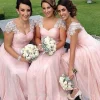 Custom a line princess sweetheart sleeveless long with beading appique chiffon bridesmaid dresses for women