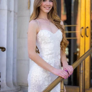 Custom sheath column spaghetti straps sweetheart sleeveless appliques homecoming dresses with split side