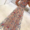 Custom A-Line Sleeveless Long Prom Dress with Embroidery Formal Gown